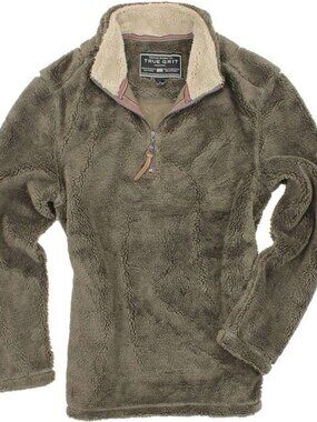 True Gift Mens Pebble Pile Pullover Sweatshirt Fuzzy 1/2 Zip Cocoa Brown XL